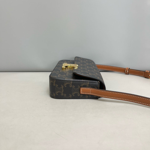 Celine Small Triomphe Shoulder Bag Triomphe Brown Black