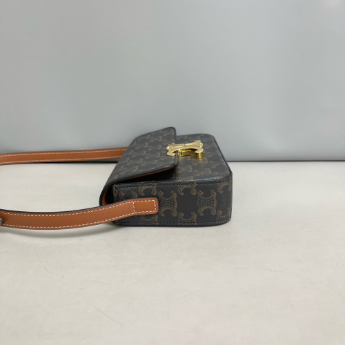 Celine Small Triomphe Shoulder Bag Triomphe Brown Black