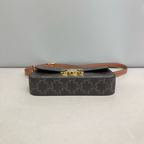 Celine Small Triomphe Shoulder Bag Triomphe Brown Black