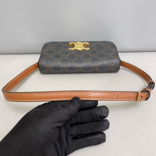 Celine Small Triomphe Shoulder Bag Triomphe Brown Black