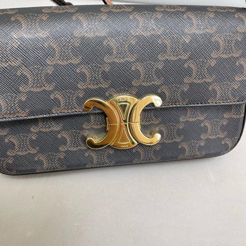 Celine Small Triomphe Shoulder Bag Triomphe Brown Black
