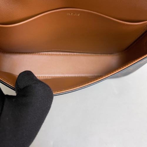 Celine Small Triomphe Shoulder Bag Triomphe Brown Black