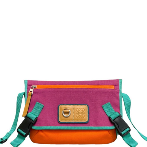 Loewe Crossbody Bag Canvas Calfskin Purple Orange Blue