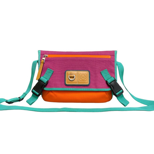 Loewe Crossbody Bag Canvas Calfskin Purple Orange Blue