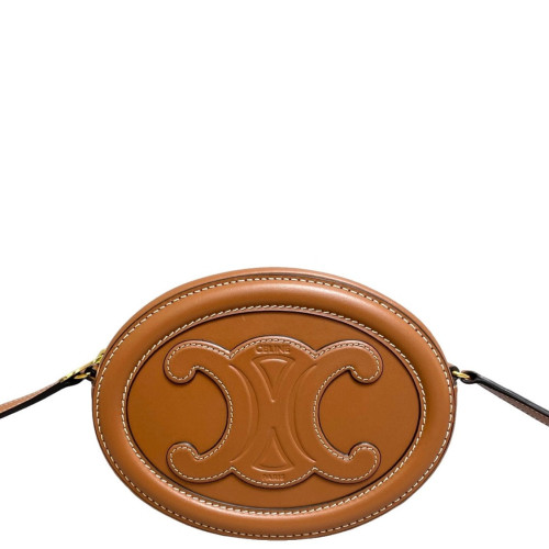 Celine Triomphe Oval Crossbody Bag Calfskin Tan