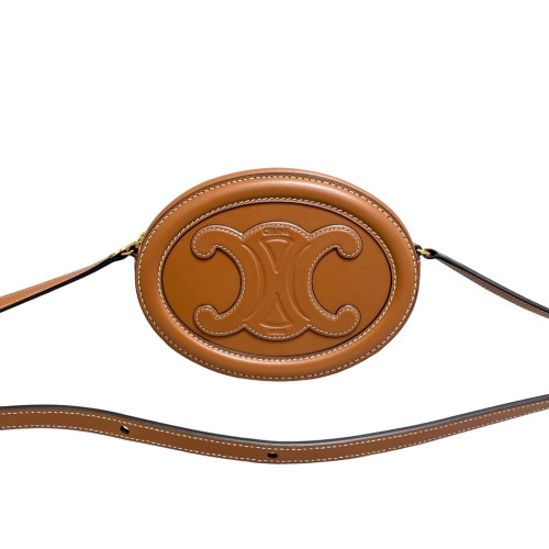Celine Triomphe Oval Crossbody Bag Calfskin Tan