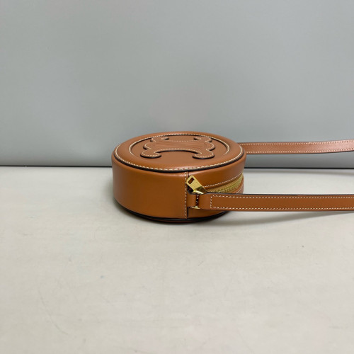 Celine Triomphe Oval Crossbody Bag Calfskin Tan