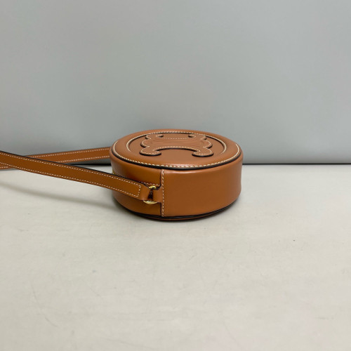 Celine Triomphe Oval Crossbody Bag Calfskin Tan