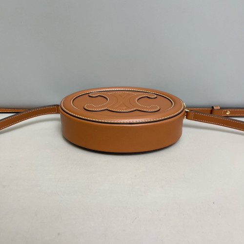 Celine Triomphe Oval Crossbody Bag Calfskin Tan
