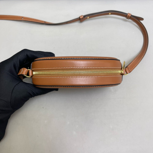 Celine Triomphe Oval Crossbody Bag Calfskin Tan