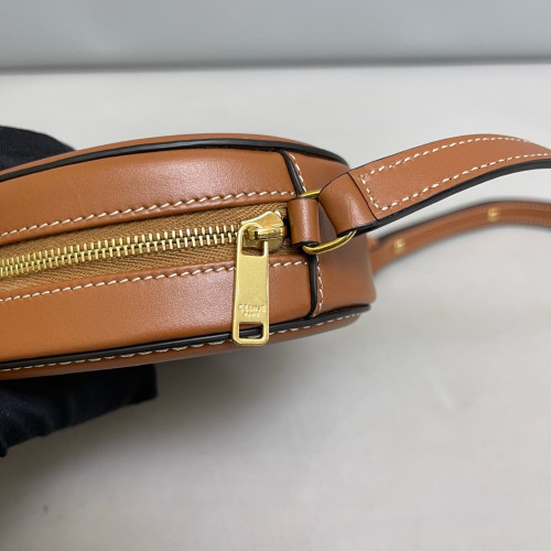 Celine Triomphe Oval Crossbody Bag Calfskin Tan
