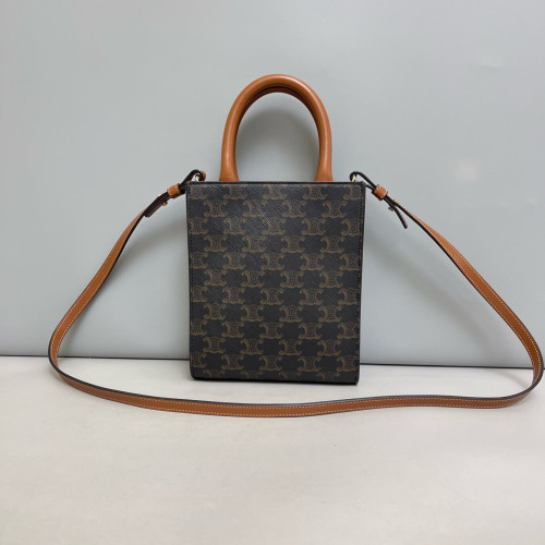 Celine Nano Vertical Cabas Triomphe Calfskin Brown Dark Brown