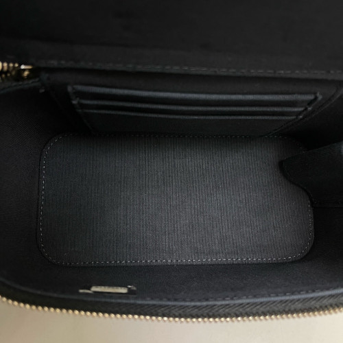 Chanel Quilted Top Handle Vanity Case With Chain Calfskin Black
