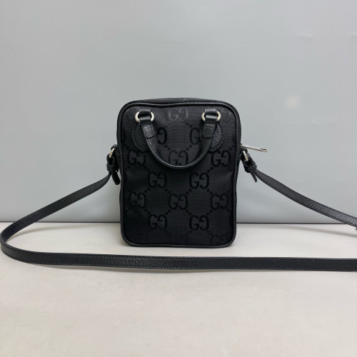 Gucci Top Handle Front Pocket Camera Case Monogram Jumbo GG Black