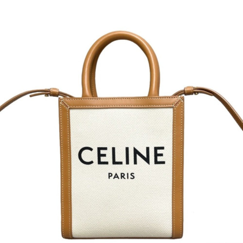 Celine Nano Vertical Cabas Canvas White Tan