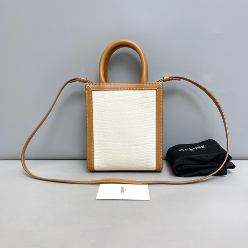 Celine Nano Vertical Cabas Canvas White Tan