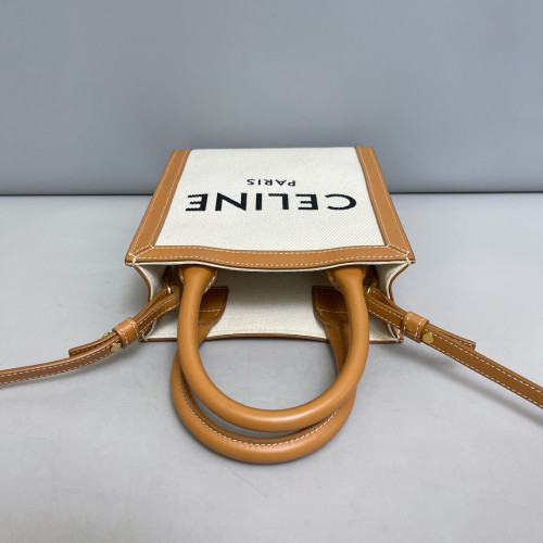 Celine Nano Vertical Cabas Canvas White Tan