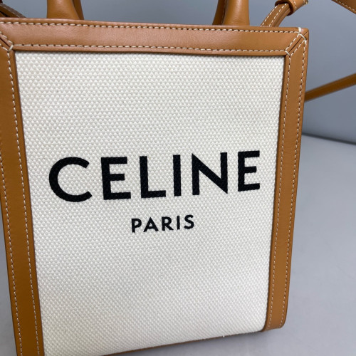 Celine Nano Vertical Cabas Canvas White Tan