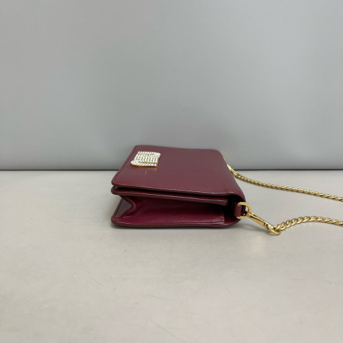 Miu Miu Strass Crossbody Bag Calfskin Burgundy