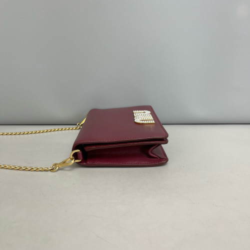 Miu Miu Strass Crossbody Bag Calfskin Burgundy
