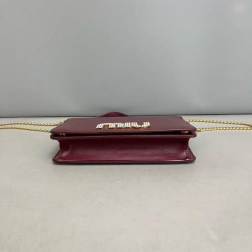 Miu Miu Strass Crossbody Bag Calfskin Burgundy