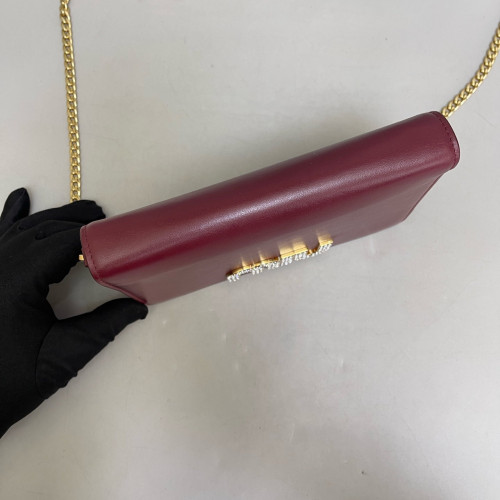 Miu Miu Strass Crossbody Bag Calfskin Burgundy