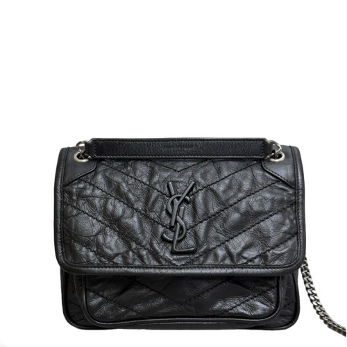 Yves Saint Laurent Baby Niki Chain Pull Up Leather Black
