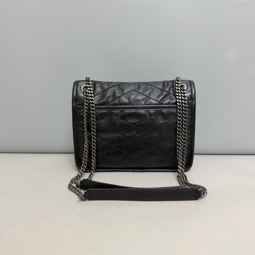 Yves Saint Laurent Baby Niki Chain Pull Up Leather Black