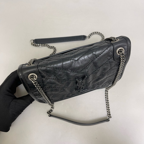 Yves Saint Laurent Baby Niki Chain Pull Up Leather Black