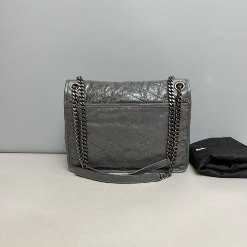 Yves Saint Laurent Medium Niki Messenger Pull Up Leather Grey Yves Saint Laurent Medium Niki Messenger Pull Up Leather Grey