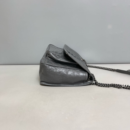 Yves Saint Laurent Medium Niki Messenger Pull Up Leather Grey Yves Saint Laurent Medium Niki Messenger Pull Up Leather Grey