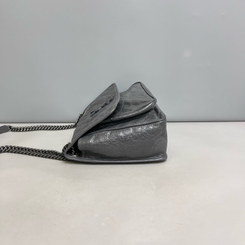 Yves Saint Laurent Medium Niki Messenger Pull Up Leather Grey Yves Saint Laurent Medium Niki Messenger Pull Up Leather Grey
