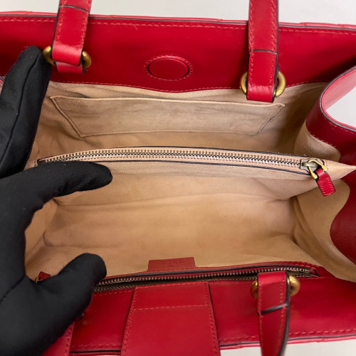 Gucci Matelasse GG Marmont Shoulder Tote Bag Calfskin Red