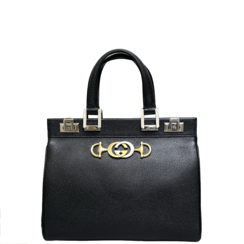 Gucci Small Zumi Top Handle Bag Grained Calfskin Black