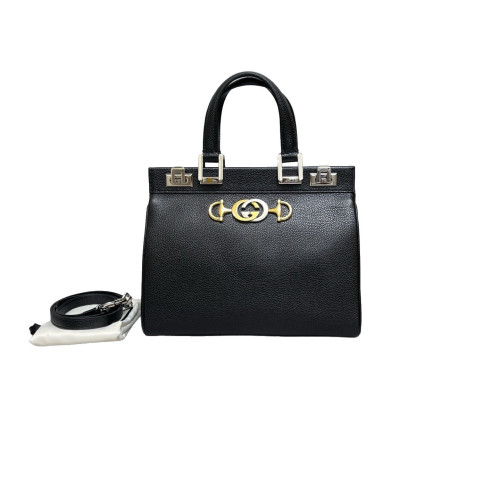 Gucci Small Zumi Top Handle Bag Grained Calfskin Black