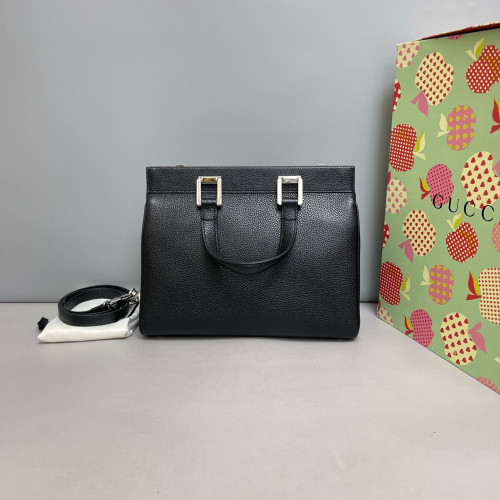 Gucci Small Zumi Top Handle Bag Grained Calfskin Black