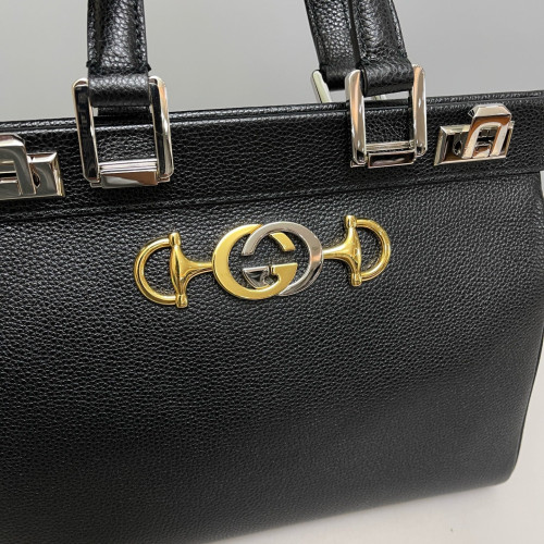 Gucci Small Zumi Top Handle Bag Grained Calfskin Black