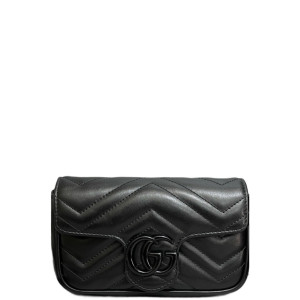Gucci Matelasse Super Mini GG Marmont Calfskin Black