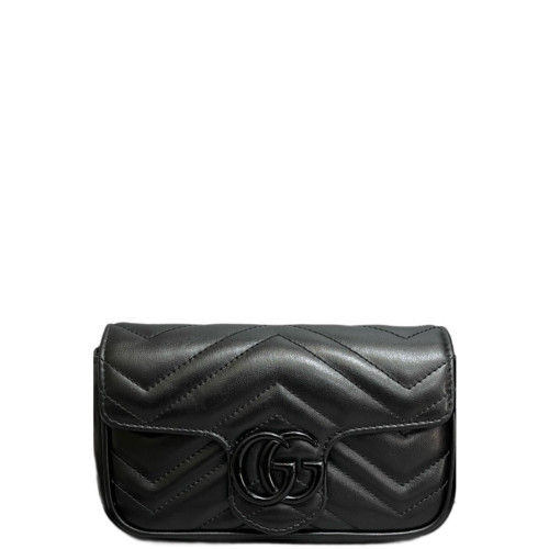 Gucci Matelasse Super Mini GG Marmont Calfskin Black