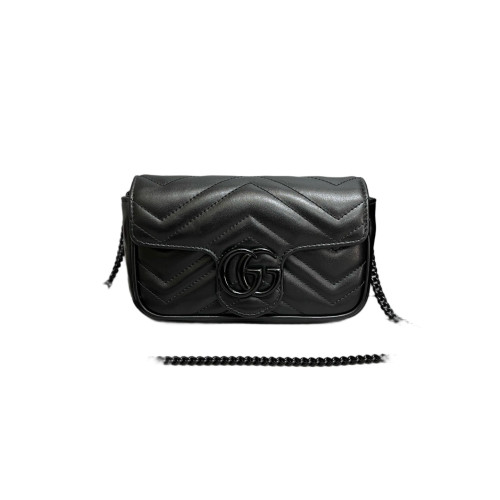 Gucci Matelasse Super Mini GG Marmont Calfskin Black