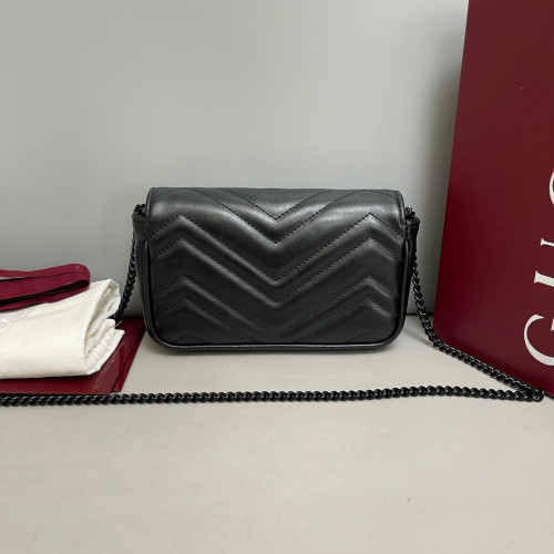 Gucci Matelasse Super Mini GG Marmont Calfskin Black