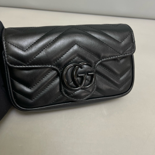 Gucci Matelasse Super Mini GG Marmont Calfskin Black