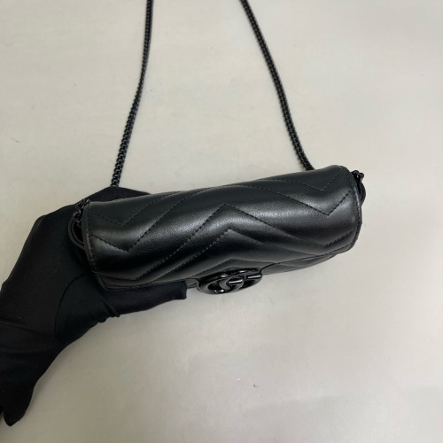Gucci Matelasse Super Mini GG Marmont Calfskin Black