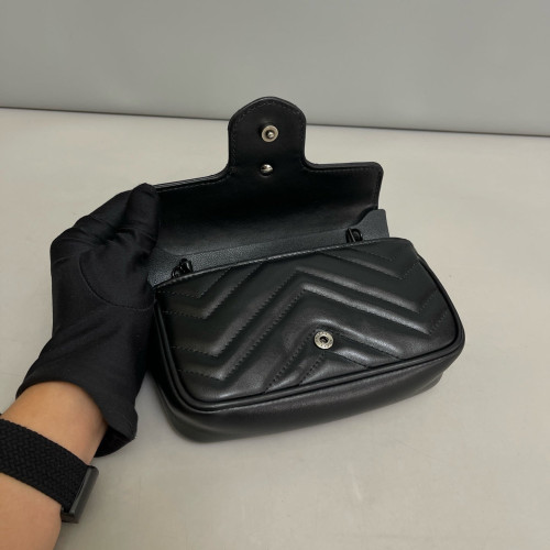 Gucci Matelasse Super Mini GG Marmont Calfskin Black