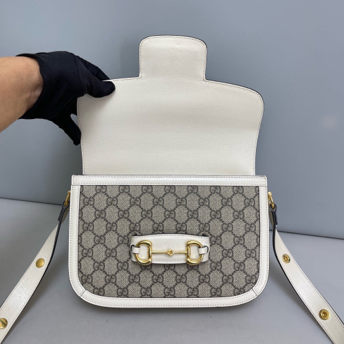Gucci Medium Horsebit 1955 GG Supreme Monogram White