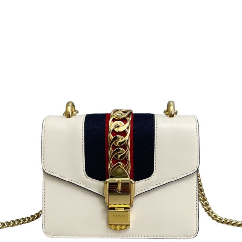 Gucci Mini Sylvie Shoulder Bag Calfskin White