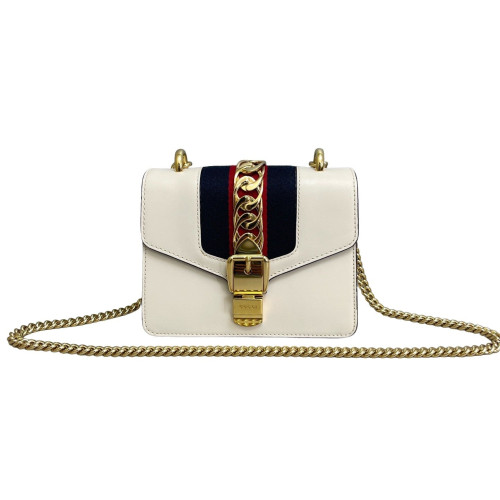 Gucci Mini Sylvie Shoulder Bag Calfskin White