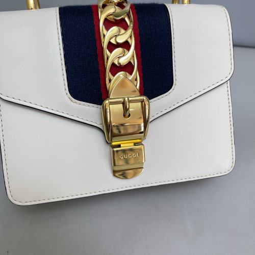 Gucci Mini Sylvie Shoulder Bag Calfskin White