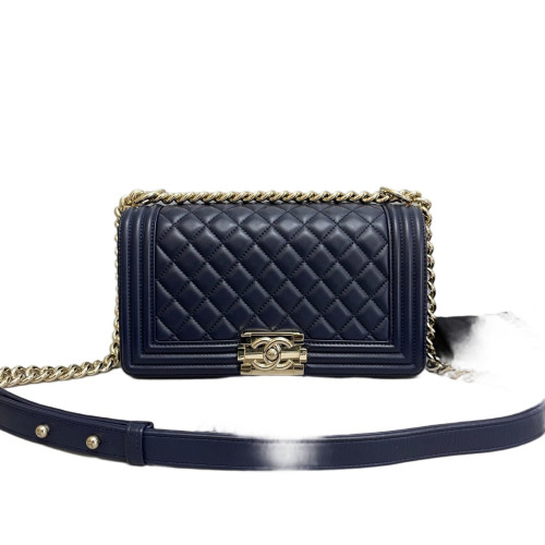 Chanel Quilted Medium Boy Flap Calfskin Blue