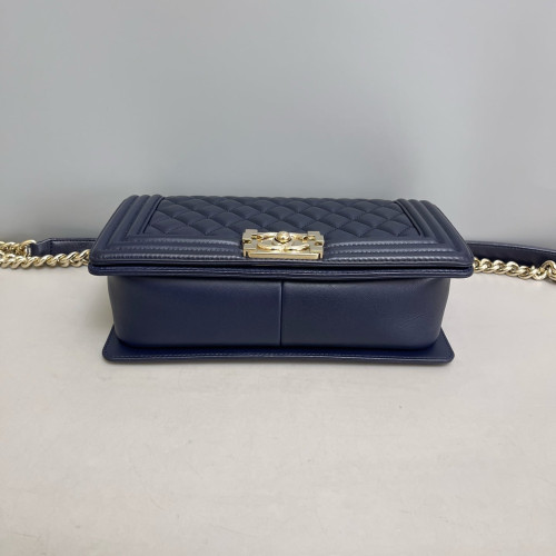 Chanel Quilted Medium Boy Flap Calfskin Blue